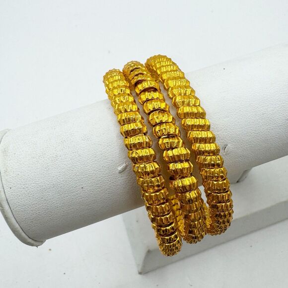 Gold Plated Traditional Indian Bangle Bracelet Set Of 3 Bollywood Bridal - Picture 4 of 7